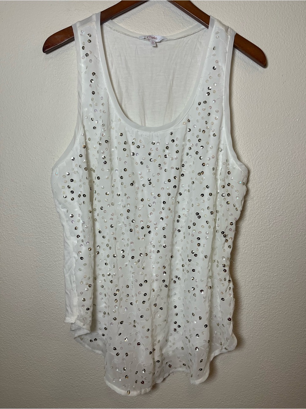 Candie's White Sequin Embellished Tank